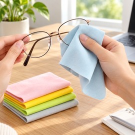 2 Packs of 5 Microfiber Cleaning Cloths for Eyeglasses, Lenses, Phones and Screens, 145 x 175 mm, 10 Cloths Total