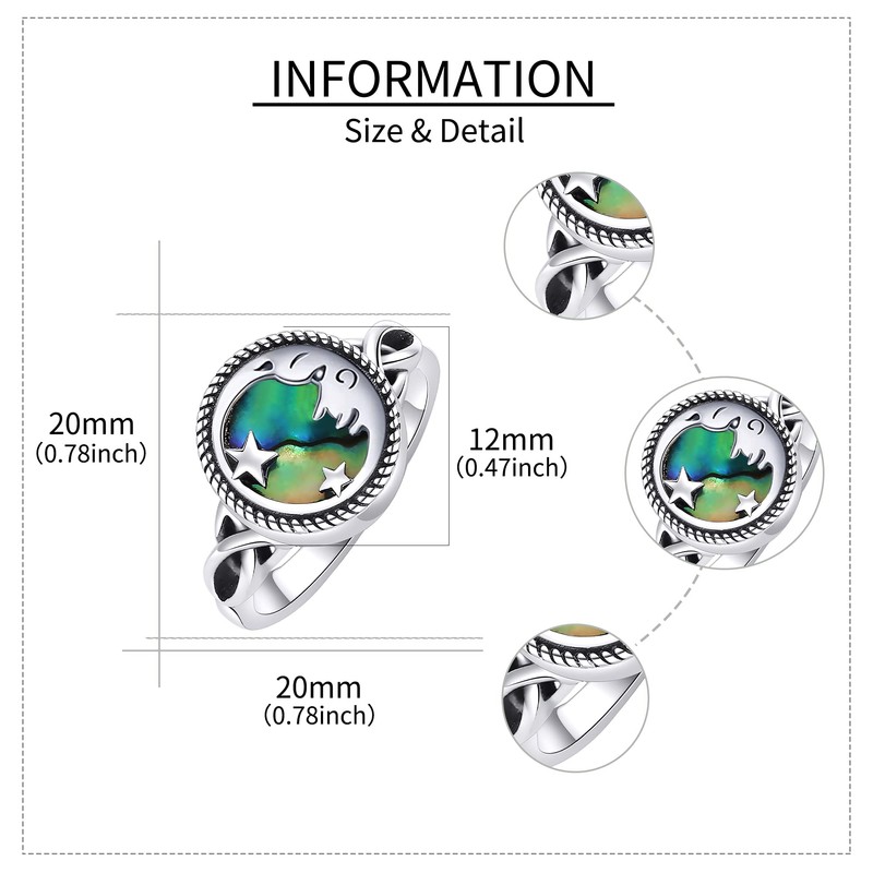 YAFEINI Moon and Star Urn Ring for Ashes Sterling Silver