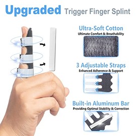 RonJea 4 Piezas De Férula Para Dedo En Gatillo Mejorada: Soporte De Soporte Para Dedo En Gatillo Con 3 Cinturones De Fijación Ajustables, Enderezador De Dedo Para Medio/Anular/Índice/Meñique/Pulgar, S