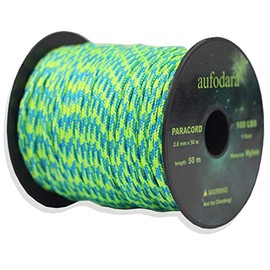 aufodara 50 Meters Paracord Cords 2 mm Nylon Rope 1 Core Strands (Light Blue Green, 50)