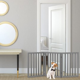 PETMAKER Freestanding Pet Gate Collection - Wooden Folding Fence for Doorways, Halls, Stairs & Home - Step Over Divider - Great for Dogs & Puppies