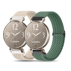 2 Pack Braid Nylon Bands Compatible with Garmin Lily 2, 14mm Stretchy Nylon Soft Loop Straps Quick Release Replacement Adjustable Wristband for Lily 2 Classic/Active Smart Watch Accessory for Women