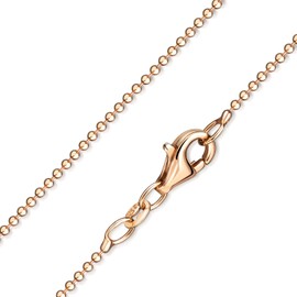 Materia K98 Women's Necklace Rose Gold 925 Silver Gold-Plated Ball Chain Diamond-Coated 1 mm Fine 40-80 cm, Sterling Silver, No Gemstone