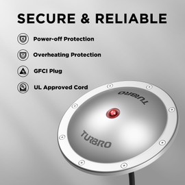 TURBRO Pond De-icer, Floating Pond Heater with 32.8 ft. UL Approved Cord, Full Stainless Steel Casing, GFCI Leakage Protection Plug, for Outdoor Ponds with Fish, 400 Watts, PD400A, Silver