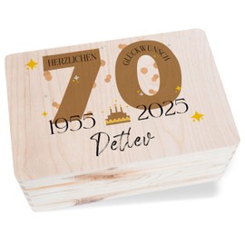 Keepsake Box - Wooden 70th Birthday Box - Gift Box with Name for Men & Women | Ideal for 70th Birthday Cards, Money Gifts & Personal Gifts | Gift Wrapping for