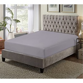 Luxury Fitted Bed Sheets Luxury Hotel Quality 100% Poly Cotton Bed Single Double King Fitted Ultra-Soft Fit Premium Bed Fit Cover (Silver, King)