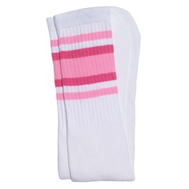SSKATERSOCKS 25" Knee high White tube socks with Baby Pink-BubbleGum Pink stripes style 4