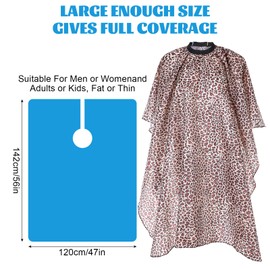 LLOUSSAK Leopardenmuster Friseurumhang,Haarschnitt Friseurumhänge mit Elastisches Band,Wasserabweisend Haarschnittumhang für Männer,Frauen,Kinder