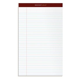 TOPS Docket Gold Writing Pads, 8-1/2" x 14", Legal Rule, White Paper, 50 Sheets, 12 Pack (63990)