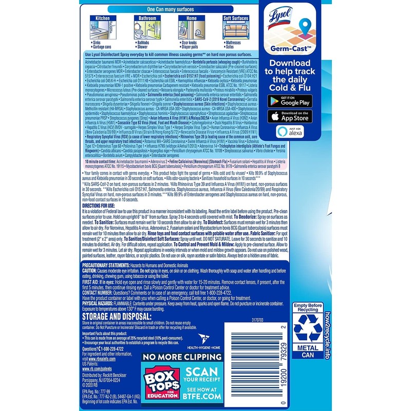 Lysol Disinfectant Spray, Household Essential Cleaning Supplies, Multi-Purpose Room Spray,