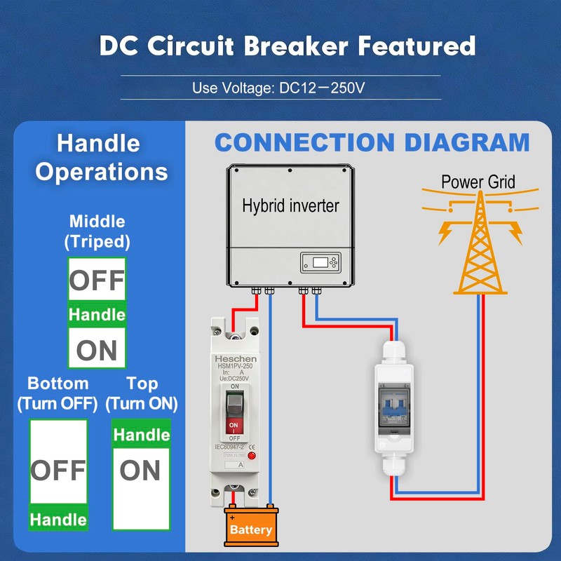 Heschen DC Molded Case Circuit Breaker MCCB, 1 Poles, DC