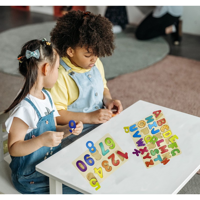Wooden Puzzle Alphabet and Coloured Numbers - Boys, Girls, Babies