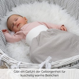 LaLoona Baby Sleeping Bag Made of Cotton, Lightweight Sleeping Bag without Top for Kicking and Cuddling, Oeko-Tex® Standard 100 Tested, Stripes White Beige