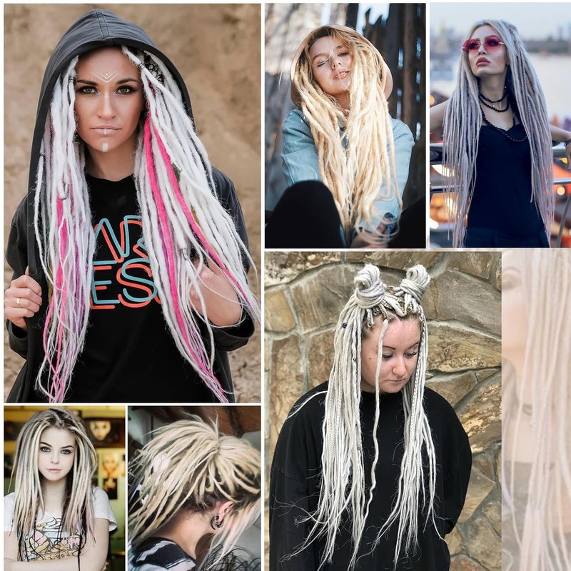 Dreadlock Extensions Blue Wool Double Ended DE End Dreads Crochet