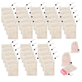 40 Soap Bags Mesh Exfoliating, 100% Natural Sisal Soap Pouch, Soap Savers for Shower Use Like Massaging and Scrubbing