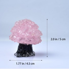 DZJXBZhu Natural Crystal Rose Quartz Tree Figurine Healing Crystal Spirit Chakra Meditation Pocket Gem a Collectible Gift