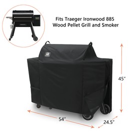 SUPJOYES Grill Cover for Traeger Ironwood 885 Wood Pellet Grill, Heavy Duty Waterproof Smoker Grill Accessories, Full Length, Special Zipper Design