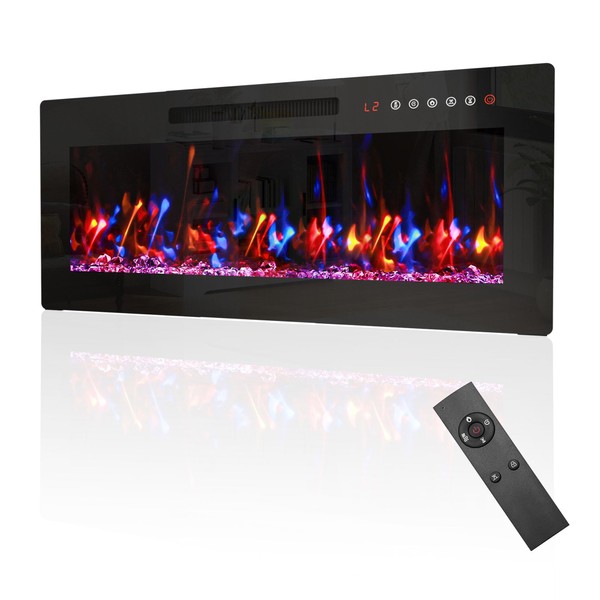 BREEZEHEAT 36 inch Electric Fireplace Inserts-Recessed Fireplace for TV Stand-Wall