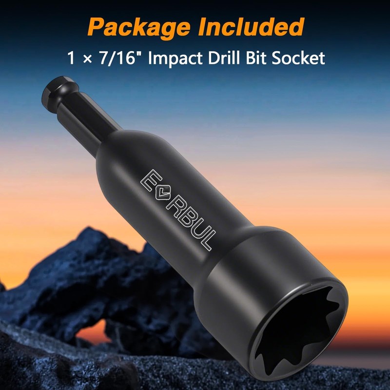 EVRBUL Upgraded 2-in-1 4-Point Square Nut Remover Impact Adapter Socket