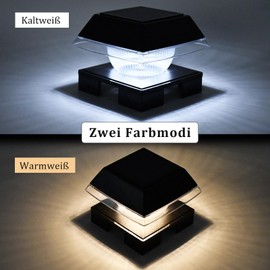 Warm White/Cool White Solar LED Post Cap for 9 x 9 10 x 10 11 x 11 12 x 12 13 x 13 14 x 14, Solar Fence Post Solar Lamp Outdoor LED Post Lamp IP65 Waterproof for Posts, Platform, Fence Lighting (Pack