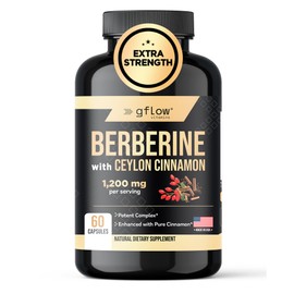 gflow vitamins Berberine HCL 1200 mg in Vegetable Capsules with Ceylon Cinnamon | Made in The USA