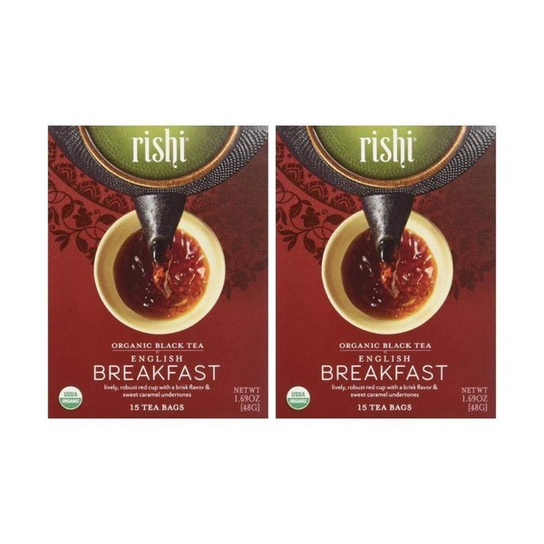Rishi Tea - Organic English Breakfast, 15 tea bags (Pack of 2)