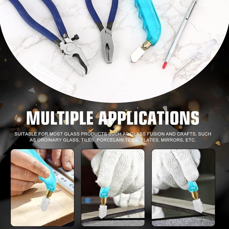 YOTINO Glass Cutting Tool Kit Includes Blue Grip Oil Feed