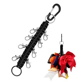 Hooshing Cheer Bows Holder, Handmade Carabiner Paracord Keychain for Teen Girls Cheerleading Sports, Black