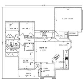 House Plans Now Betty_1646G  3 bed rm. / 2 bath , 2 car garage