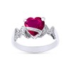 AFFY Heart Shape Simulated Ruby In 14K White Gold Over