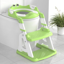 Meulife Potty Training Seat, Upgrade 2 in 1 Potty Training Toilet for Toddler, Toddler Toilet Seat for Boys Girls with Splash Guard, Anti-Slip Pad and Step Stool (Green)
