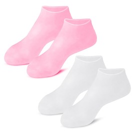 SAFIGLE 2Pairs Moisturizing Socks for Women Gel Heel Protectors for Dry Cracked Skin Softening Spa Foot Covers for Smoothness and Flexibility for Daily Hydration and Foot Care