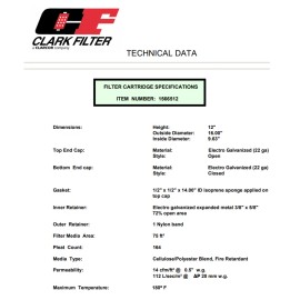 AirFlow Systems Parker or AirFlow Systems Dust Collector Filter, 1566512 or 7FRO2017