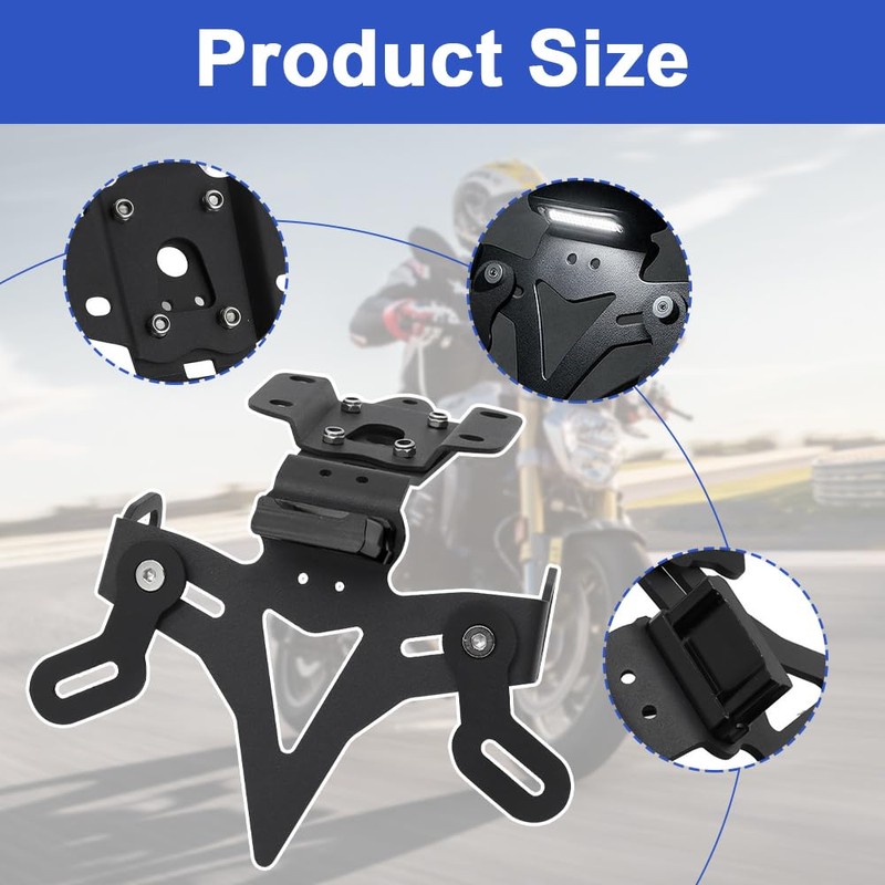 HIULLEN Motorrad Kennzeichenhalter, Einstellbarer Winkel kennzeichenhalterung, Nummernschildhalter, Universal Nummernschildhalter, Aluminiumlegierung