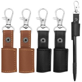 PAVIKE Pen Holder Neck Hanger, 4 Pieces, Pen Holder Strap, Leather Pen Holder, Portable Pen Holder, Anti-Loss, Multi-functional Pen Insert, Space Saving, Storage Order, Convenient Portable, For