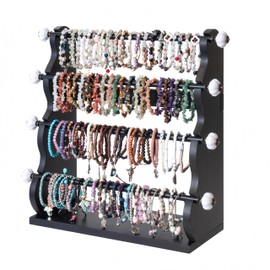 Donmills 4 Tier Wooden Bracelet Holder Stand – Bracelet Organizer Storage Display for Selling- Bangle & Scrunchie,Watch Jewelry Organizer Showcase and Home Storage (Black & White)