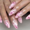 24Pcs Pink Press on Nails Almond Medium Glossy Full Cover