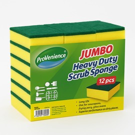12 Pack Heavy Duty Washing Up Sponge | Commercial Grade Scrub Sponge | 15 x 10 cm, 4 cm Thickness | Provenience® |