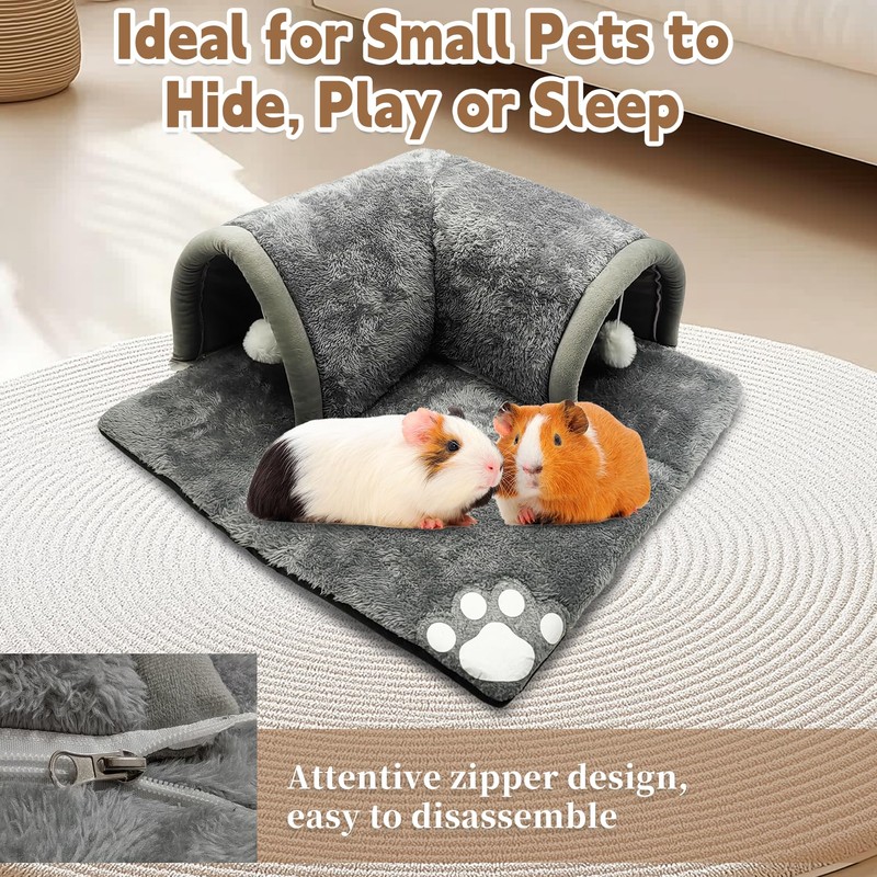PINVNBY Guinea Pig Hideout Tunnel with Removable Base & 2