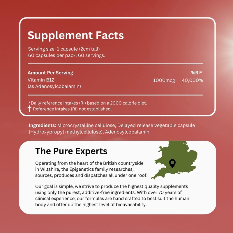 Vitamin B12 Adenosylcobalamin Delayed Release | High Strength 1000mcg Vitamin
