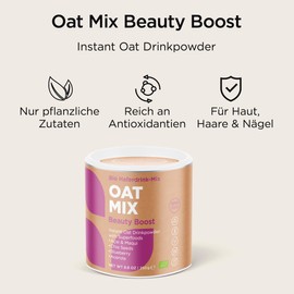 OAT MIX® Beauty Boost | Organic Oat Latte with Chia and Power Berries | For Supporting the Natural Health of Skin, Hair and Nails | Vegan, Gluten Free & No Additives | 250 g