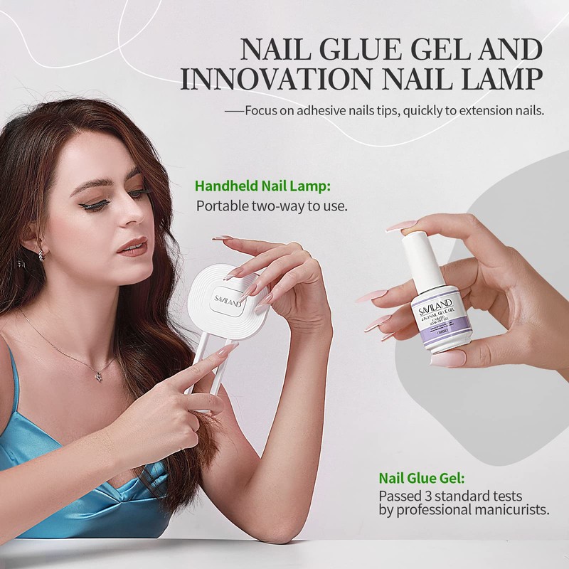 Saviland 4-in-1 Nail Glue Gel and U V Light –
