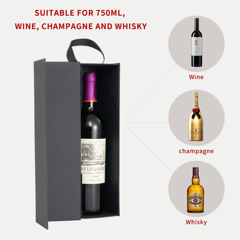 RYDDOY Wine Gift Box, 12.8x3.7x3.7 Inches Black Wine Bottle Boxes