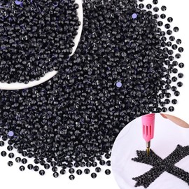 10000Pcs Hotfix Rhinestones for Clothing, Black SS6 Iron On Flatback Glass Gems, Bedazzler Crystals Rhinestones for Crafting Clothes Hats Shoes Fabric Bedazzling Decor Nail Art