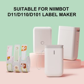 D11 D110 D101 Label Tapes, 6 Rolls 0.59" x 1.96"(15x50mm) Adapted for Niimbot D11/D110/D101 Label Print Paper, D11 Thermal Sticker Paper Waterproof Self Adhesive D110 Labeling Tape(White)