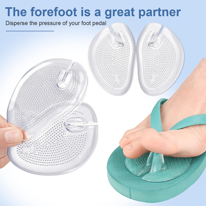 3 Pairs Transparent Silicone Thong Sandal Self-Adhesive Forefoot Cushion with
