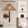 Boho Hand-Woven Rattan Wall Sconce, 11 Inch Rustic Wall Sconce