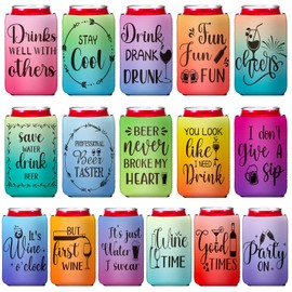 SiliFine 16 Count Beer Can Coolers Sleeves 12 oz Neoprene Insulated Bottle Soda Cover Coolers Reusable Soft Collapsible Drink Cooler for Beverages Wedding Birthdays Events Party Favors, Gradient Color