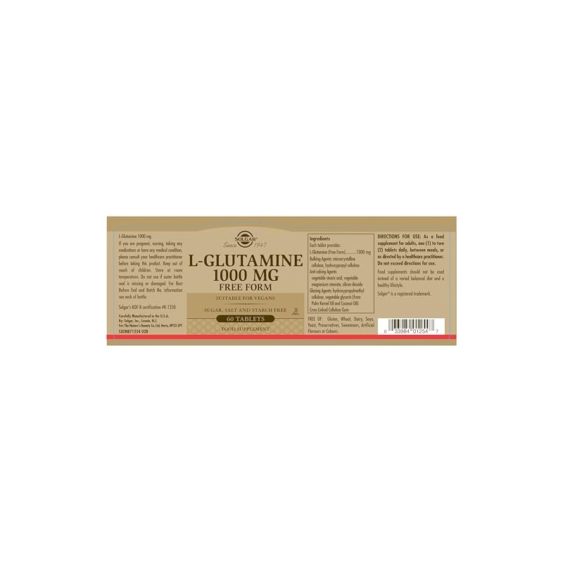 Solgar L-Glutamine 1000 mg Tablets - Pack of 60