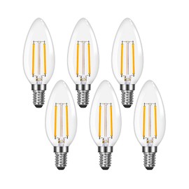 Lepro Led Chandelier Bulbs 60w Equivalent,E12 Dimmable Candelabra Bulbs for Ceiling Fan and Chandelier, 500lm 2700k Soft White Filament Bulbs,Type B Base, Ultra Energy Saving, Long Lifespan, 6-Pack